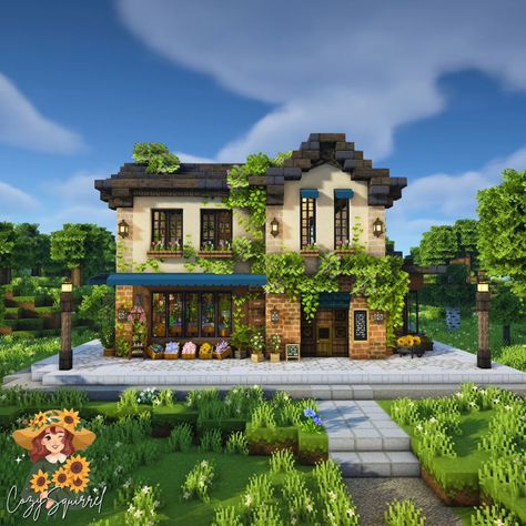 And finally some exterior stills of my little cozy flower cafe I built ❤️ Cafe Bloom Version: Java 1.20.1 Texture: Mizuno's 16 Craft Shader: BSL Resources: 🌼Mizuno's 16 Craft CIT 🌼Hananacraft 🌼Kaydicraft 🌼Garden Breeze 🌼Maeflowers 🌼Ghoulcraft #minecraft #aesthetic #cottagecore #minecraftaesthetic #aestheticminecraft #mizunos16craft #minecrafttexture #hananacraft #minecraftbuildideas #cozygaming #cozysquirrelyt #minecraftbuilds #minecraftbuilders #minecraftinstagram #minecraftideas #inspi... Minecraft Building Cottagecore, Ghoulcraft Minecraft, Mizunos 16 Craft Builds, Minecraft Aesthetic Cottagecore, Flower Shop Minecraft, Minecraft Beautiful House, Cocricot Minecraft, Minecraft Bakery, Minecraft Exterior