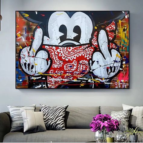 Pop Art Disney, Mouse Artwork, Disney Pop Art, Mickey Mouse Photos, Oil Painting Pictures, Mouse Photos, Graffiti Doodles, Dorm Art, Mickey Mouse Art