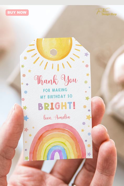 These editable rainbow thank you tags make a lovely addition to your rainbow themed birthday party decorations. Sized 2'' x 3.5'', they can easily be turned into thank you cards or party favor tags. Make your rainbow party impressive, edit and customize the text, then print as many times as you wish.
Click to shop this item and check out our store for many rainbow themed items and ideas! Rainbow Themed Birthday Party Decorations, Rainbow Birthday Theme, Rainbow Birthday Favors, Rainbow Party Invitations, Rainbow Birthday Decorations, Rainbow Party Favors, Rainbow Themed Birthday Party, 22 Birthday, Birthday Tag