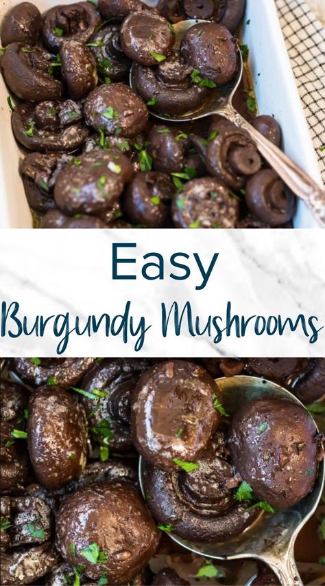 Dinner Mushrooms, Burgundy Mushrooms, Mushroom Side Dishes, Ideal Protein Recipes, Wine Butter, Mushroom Dish, Meat Dinners, Easy Side Dish, Easter Dinner