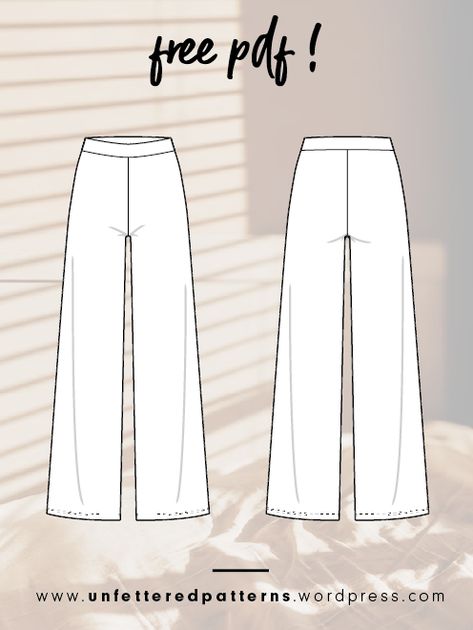 Lounge Pants Pattern Free, Pyjama Pants Pattern Free, Straight Leg Pants Pattern Sewing, Simple Pant Pattern, Sewing Patterns Pants Women, Easy Trouser Sewing Pattern, Pattern For Wide Leg Pants, Wide Leg Trouser Pattern Free, Free Palazzo Pants Pattern