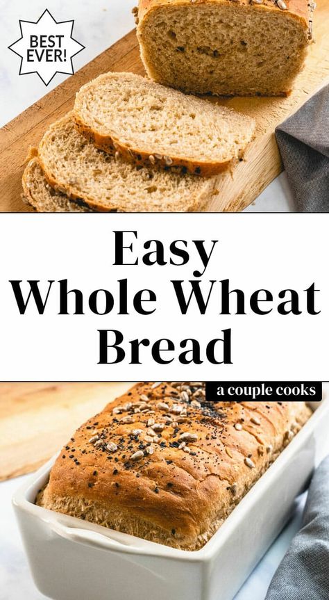 Here's our family favorite whole wheat bread recipe! This homemade sandwich bread is quick and easy to make: no special equipment needed. It's perfect for sandwiches and toast, made with your own two hands: all you need is a loaf pan and a few hours. #wholewheat #wholewheatbread #homemadebread #diybread #breadrecipe #makingbread #homemade #healthybread Best Whole Wheat Bread, Homemade Whole Wheat Bread, Whole Wheat Bread Recipe, Homemade Sandwich Bread, Best Fish Recipes, Winter Salad Recipes, Wheat Bread Recipe, Homemade Sandwich, Sandwich Bread Recipes