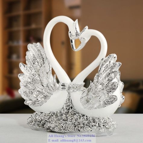 Swan Wedding, Thoughtful Wedding Gifts, Anniversary Ornament, Living Room Tv Cabinet, Swan Figurine, Decor Figurines, Animal Figurines, Swans, Touch Of Modern