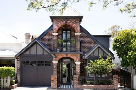 Orange Brick Houses, Brown Brick Houses, Three Birds Renovations, Orange Brick, Recycled Brick, Green Windows, Brown Brick, Siding Colors, Brick Exterior House