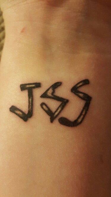 JSS Tattoo - The Walking Dead this would be cool because its like in the show when it was written with the turtle bones...ew... (For the tattoo we will say sticks) but I can't decide if I want that or if I want it in pretty lettering and all written out Twd Small Tattoo, Twd Jss Tattoo, Carl Grimes Tattoo, The Walking Dead Game Tattoo, Twd Inspired Tattoos, Jss Twd Tattoo, And Yet I Smile Tattoo, Just Survive Somehow Tattoo, Twd Scrapbook