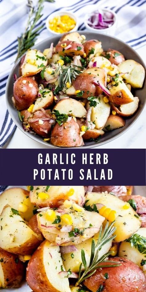 Red Skinned Potatoes, Herb Potato Salad, Potato Salad No Mayo, Red Skin Potato Salad, Ranch Potato Salad, Red Potato Salad, Herb Dressing, Red Skin Potatoes, Bacon Potato Salad