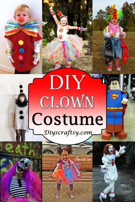 DIY Clown Costume 1 Make Your Own Clown Costume, Clown Shirt Diy, Women Clown Costume Diy, Easy Clown Costume Diy, Easy Diy Clown Costume For Women, Diy Clown Costume For Men, Clown Suit Pattern Free, Clown Costume Ideas Diy, Circus Costumes Diy