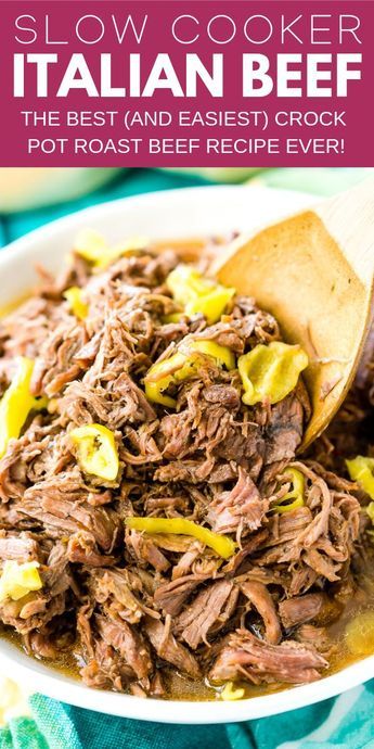 This Slow Cooker Italian Beef is an easy dinner recipe inspired by the Chicago staple that has so much flavor it will literally melt in your mouth! #slowcooker #beeffoodrecipes Italian Beef Recipe, Roast Beef Crock Pot Recipes, Italian Beef Recipes, Slow Cooker Italian, Slow Cooker Italian Beef, Roast Beef Sandwich, Italian Beef Sandwiches, Crockpot Recipes Beef Stew, Best Beef Recipes