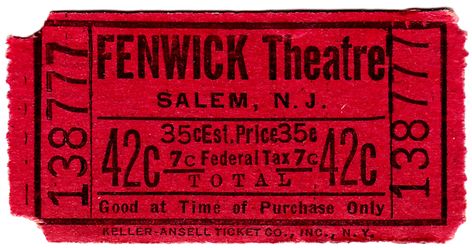 I'd like to share today three very colorful Ephemeras:   American Vintage Theatre Tickets from Capitol, Fenwick and Verno... Font Vintage, Vintage Ticket, Vintage Theatre, Shabby Chic Antiques, Red Images, Free Vintage Printables, Ticket Design, Vintage Png, Theater Tickets