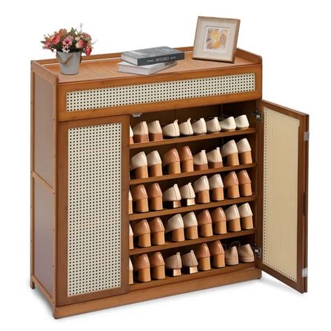 Shoe Storage Cabinets You'll Love | Wayfair Sneakers Storage, Door Shoe Rack, Flip Door, Shoe Organizer Entryway, Narrow Shoe Rack, Shoe Rack Organizer, Sneaker Storage, Wooden Shoe Racks, Entryway Shoe Storage