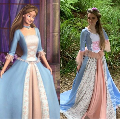 Princess And The Pauper Dresses, Disney Princess Gowns, Barbie Princess And The Pauper, Princess And The Pauper, Barbie 2000, Movie Inspired Outfits, Diy Barbie Clothes, Barbie Costume, Barbie Gowns