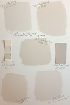 Paint Color Options - Behr Cotton Grey, Wheat Bread, Sculptor Clay, Aged Beige and Mineral shown with BM Revere Pewter and Behr Perfect Taupe #greige #neutrals Behr Sculptor Clay, Behr Wheat Bread, Perfect Taupe Behr, Bm Revere Pewter, Interior Paint Colors Schemes, Revere Pewter, Behr Paint, Paint Color Schemes, Wheat Bread