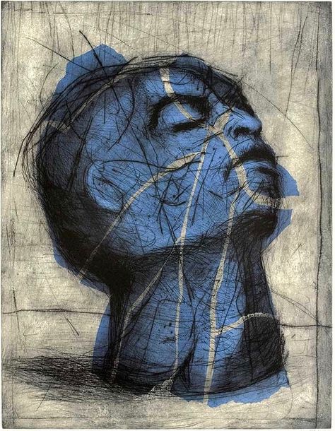 'Blue Head' by William Kentridge William Kentridge Art, William Kentridge, South African Art, South African Artists, African Artists, A Drawing, Figurative Art, African Art, Art Techniques