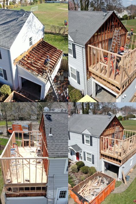 Bloomfield New Jersey Addition In Progress Second Story Garage Addition, Add Addition To House, Brick Home With Addition, Side Garage Addition, Addition Onto Ranch Home, 2 Story Home Addition Ideas, Room Add On To House, Adding Bedroom To House, Diy House Addition