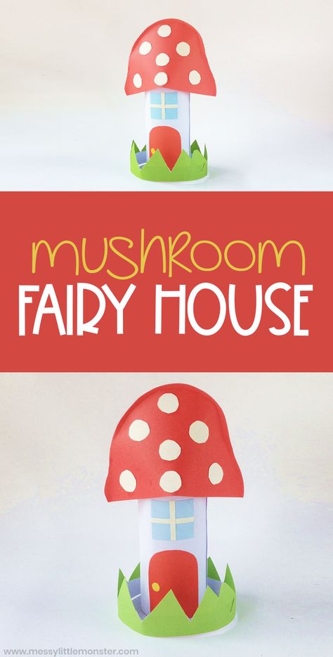 Mushroom Fairy Garden House Craft House Paper Craft, Mushroom Fairy Garden, Mushroom Fairy House, Fairy Garden House, Craft For Preschoolers, Fairy Mushroom, Autumn Craft, Fairy House Crafts, House Craft