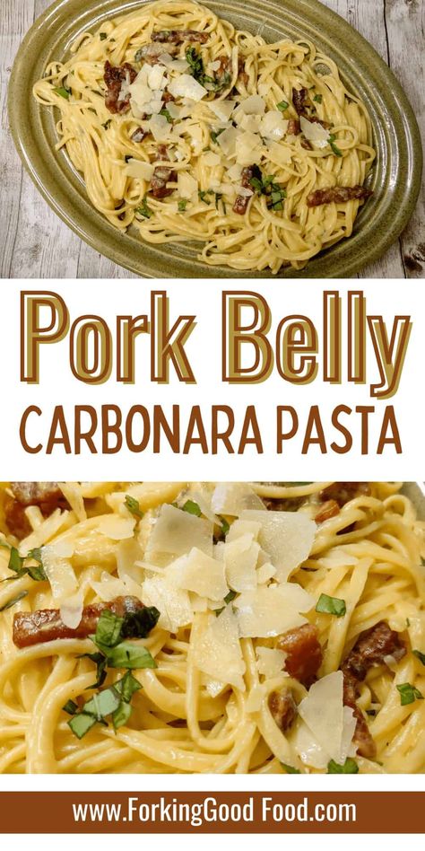 Pork Pasta, Pork Belly Recipes, Carbonara Recipe, Italian Recipes Easy, Pork Steak, Carbonara Pasta, Classic Italian Dishes, Healthy Instant Pot Recipes, Egg Yolks