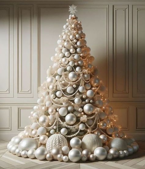 Glam Christmas Tree, Elegant Christmas Tree Decorations, Christmas Tree Inspo, Luxury Christmas Tree, Christmas Tree Decorating Themes, Glam Christmas, Elegant Christmas Trees, A White Christmas, Christmas Tree Inspiration