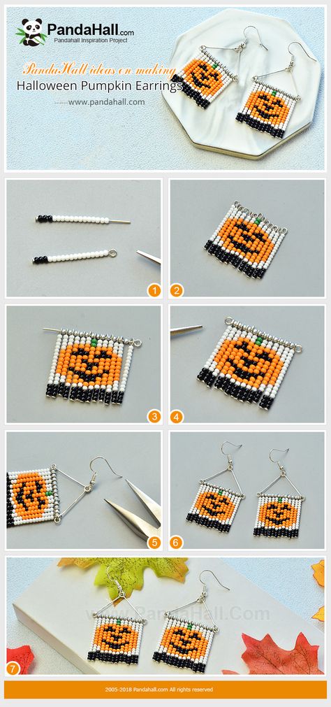 Diy Pumpkin Earrings, Halloween Jewelry Diy Ideas, Beaded Jewelry Patterns Free, Halloween Diy Jewelry, Halloween Jewelry Ideas, Halloween Earrings Diy, Diy Earrings Studs, Halloween Jewelry Diy, Halloween Beaded Jewelry