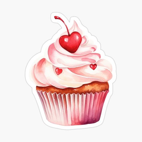 Get my art printed on awesome products. Support me at Redbubble #RBandME: https://www.redbubble.com/i/sticker/Valentine-s-Day-Sweet-Cupcake-with-Red-Cherry-Heart-by-My-Magic-World/155721560.EJUG5?asc=u Aesthetic Red Stickers, Valentine’s Day Stickers, Bujo Reading, Coquette Stickers, Valentines Stickers, Sticker Valentines, Valentines Day Stickers, Red Stickers, Artist Cake