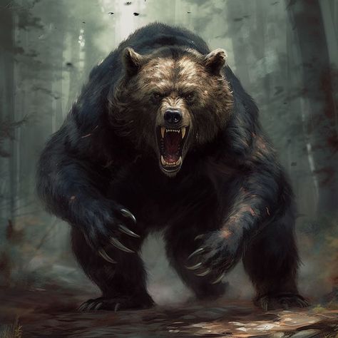 Beruang Grizzly, Lup Singuratic, Bear Artwork, Wild Animals Pictures, Creature Artwork, Mythical Creatures Art, Bear Art, Grizzly Bear, Black Bear