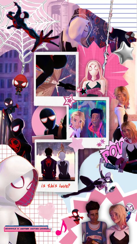 #spidermanacrossthespiderverse #spidermanintothespiderverse #spiderman #gwenstacy #milesmorales #pink #blue absolutely love them 😛 Miles Morales And Gwen Stacy Wallpaper, Spiderman Lockscreen, Spiderman Gwen Stacy, Spider Gwen Comics, Spiderman And Spider Gwen, Really Cool Wallpapers, Marvel Spider Gwen, Miles Spiderman, Miles Morales Spiderman