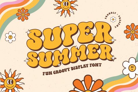 Super Summer is a fun, groovy display font that will bring back the lovely hippie vibe of the 60s and 70s. Its cheerful and summery personality, will help you create one-of-a-kind designs. Try before you buy Super Summer font for iOS, Android, macOS, or Windows for free, or you can download the full version with […] The post Super Summer Font appeared first on FreeFontDL. Full Alphabet Fonts, 60s Font, Hippie Font, Summer Font, Font Bubble, Logos Vintage, Casual Fonts, Groovy Vibes, Free Commercial Fonts