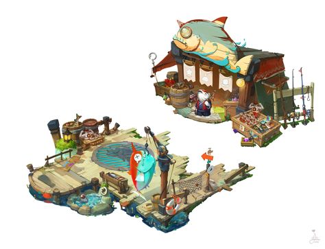 Environment Props, Boat Art, Pixel Art Design, Watercolor Art Lessons, Game Character Design, Environmental Design, Environment Concept Art, Fishing Villages, Have A Nice Day