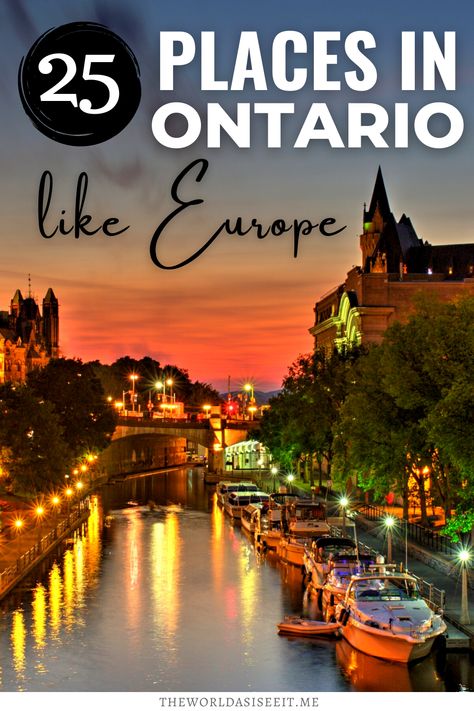 Where to Find Europe in Ontario - Discover all the Europe-like places in Ontario with this handy guide. Find places that are just like Iceland - but right here in Ontario Canada, and so many more popular European destinations. I Ontario travel I Ontario Europe-like places I European small towns in Ontario I where to go in Ontario I what to see in Ontario I places to go in Ontario I things to do in Ontario I places to see in Ontario I travel in Ontario I local travel I #Ontario #Canada Collingwood Ontario Summer, Things To Do In Ontario Canada, Welland Ontario, Paris Ontario, Canada Honeymoon, Ontario Canada Travel, Summer Canada, Ontario Road Trip, Ontario Place