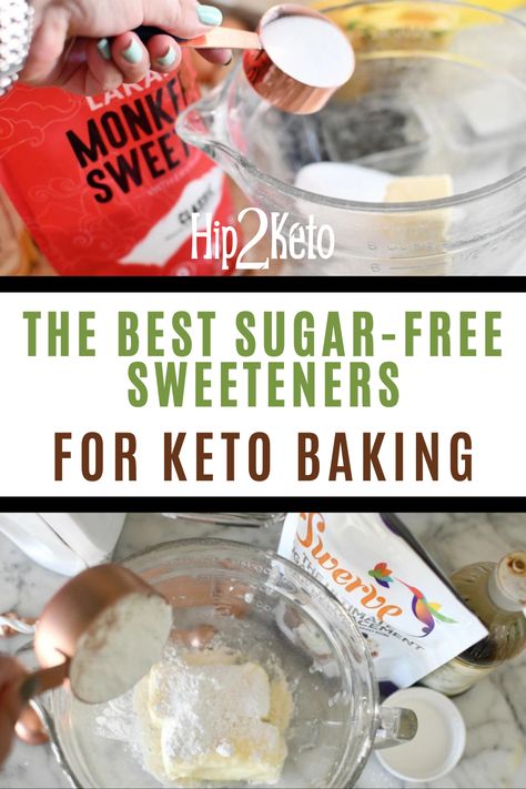 Thankfully there are tons of great sugar substitutes when it comes to a keto diet and keto baking. Here are the best sugar-free sweeteners we love for keto recipes! Also print out our FREE printable with a sugar-free sweetener conversion chart. Sugar Substitutes For Baking, Sugar Conversion Chart, Swerve Recipes, Best Sugar Substitute, Quick Keto Dessert, Keto Products, Keto Baking, Keto Tips, Sugar Alternatives