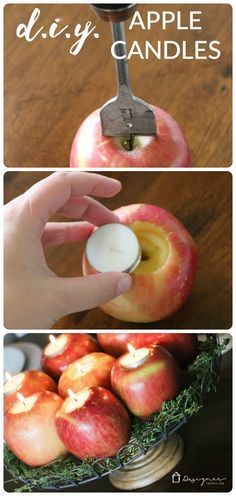 OMG--love this! Come learn how to make this centerpiece out of DIY apple candles. So pretty! Perfect for Thanksgiving or Christmas! Diy Apple, Thanksgiving 2020, Apple Candles, Noel Christmas, Thanksgiving Table, Samhain, Diy Candles, Fall Thanksgiving, Decoration Table