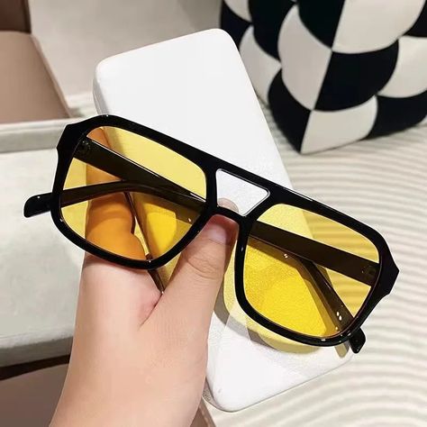 Introducing our fabulously fun and oh-so-cool sunglasses! 😎 Made for those sunny days when you want to slay all day, these shades will have you feeling like a rockstar. 🌟 With their stylish design and UV protection, you'll be turning heads wherever you go. So go ahead, grab a pair and let your style shine bright like the sun! ☀️ #SlayAllDay #RockstarStyle Lenses Optical Attribute: Anti-reflective Lenses Optical Attribute: UV400 Certification: CE Unique Sunglasses, Square Shades, Bracelet Viking, نظارات شمسية, Retro Cats, Color Lenses, Eye Design, Moda Vintage, Vintage Branding