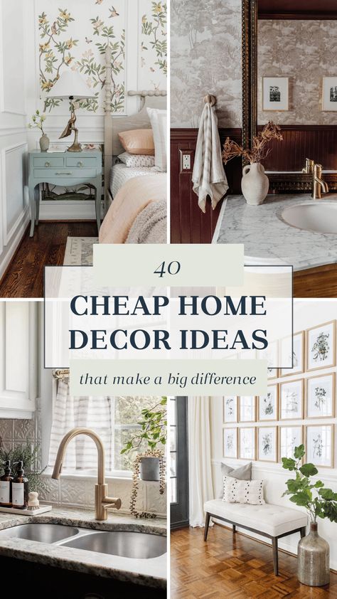 40 Cheap Decor Ideas to Improve Your Home for Under $100 Simple Ways To Decorate Your Home, Small Home Decor On A Budget, Affordable Home Decor Ideas, Home Decorating Tips, Decorating Styles Examples, Cheap Decorating Ideas For Home, Home On Budget, Decorating New Home, Cheap Decor Ideas