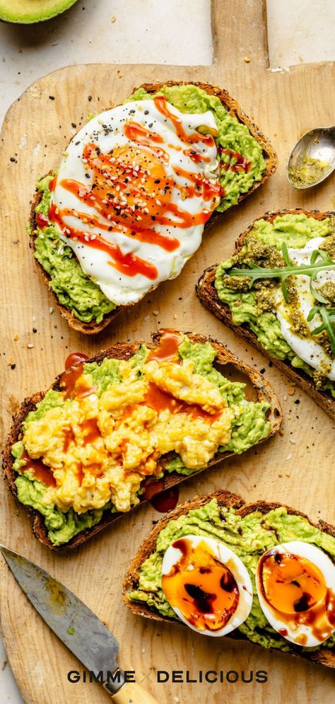 Learn how to make the most delicious Avocado Toast with Egg, in 4 different ways! Whether you’re craving fried eggs, scrambled eggs, boiled eggs, or poached eggs, we’ve got you covered. This nutritious breakfast, lunch, or snack will keep you satisfied for hours! Save this recipe from gimmedelicious.com to make for your next dish. Boiled Eggs Recipes Breakfast, Hard Boiled Eggs Air Fryer, Boiled Eggs Recipes, Avocado Toast With Egg, Eggs Boiled, Toast With Egg, Simple Avocado Toast, Egg Recipes For Dinner, Boiled Egg Recipes