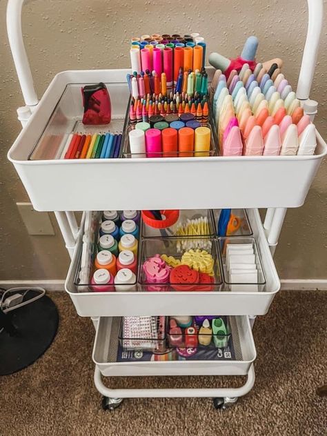 Kids Craft Storage, Kids Crafts Organization, Small Playroom, School Storage, Craft Cart, Arts And Crafts Storage, Art Supplies Storage, Art Supply Organization, Art Cart