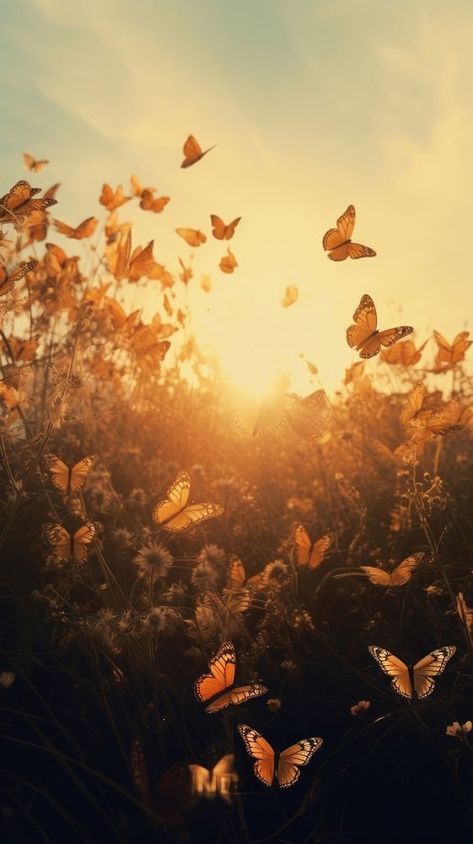 Sunrise And Flowers, Iphone Wallpaper Autumn, Iphone Wallpaper Orange, Photography Sunlight, Butterflies Aesthetic, Sunlight Aesthetic, Orange Sunrise, Image Cloud, Wallpaper Autumn