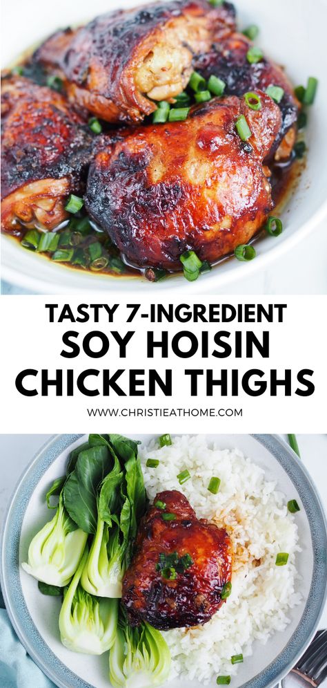 chicken thighs, chicken, chicken dish, hoisin chicken, chinese food Hoisin Chicken Thighs, Dinner Recipes Baked, Recipes With Hoisin Sauce, Scallion Sauce, Hoisin Chicken, Asian Chicken Recipes, Chicken Baked, Chicken Thigh Recipes Oven, Chicken Thigh Recipes Crockpot