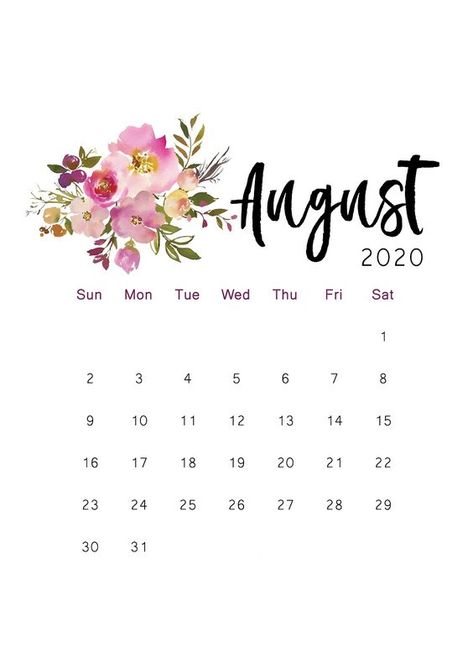 Floral Flower August 2020 Calendar Printable August Scripture Writing Plan, Scripture Writing Plan, Ovulation Calendar, Calendar August, Blank Calendar Pages, Watercolor Calendar, August Calendar, Cool Calendars, Scripture Writing