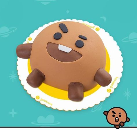 Shooky Bt21 Cake, Cake Bt 21, Bt21 Birthday Cake, Bt21 Cake, Bts Cakes, Birthday Plan Ideas, Bt21 Wallpapers, Diy Cakes, Bts Cake