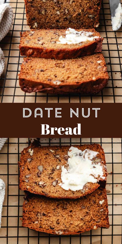 Date Nut Bread - I Heart Eating Nut Quick Breads, Orange Date Nut Bread, Date But Bread, Date Bread Recipes Healthy, Date Bread Moist, Date Nut Bread Recipe Moist, Date Bread Recipes, Date Nut Muffins, Nut Loaf Recipe