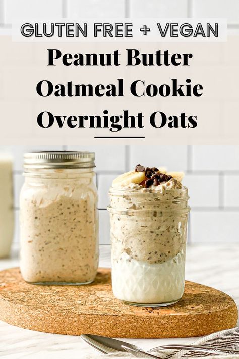 Cookie Overnight Oats, Pb Oatmeal, Peanut Butter Overnight Oats, Healthy Fiber, Peanut Butter Oatmeal Cookies, Peanut Butter Cookie, Oats Recipe, Peanut Butter Oatmeal, Oatmeal Cookie