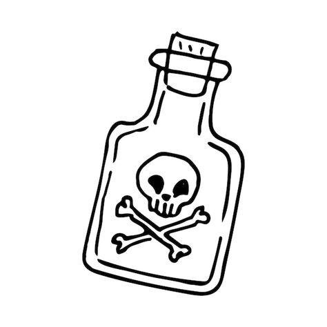 Vector poison bottle in doodle style ico... | Premium Vector #Freepik #vector #tatoo-design #sketch #tattoo #ink-bottle Message In A Bottle Tattoo Simple, Poisonous Tattoo, Bottle Of Poison Drawing, Poison Bottle Drawing, Poison Sketch, Poison Drawing, Poison Drawings, Poison Bottle Tattoo, Poison Tattoo