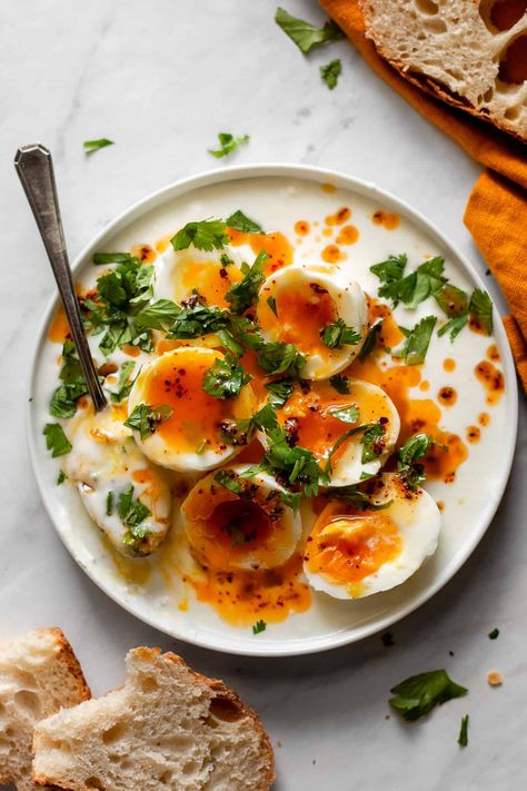 Boiled Eggs Recipes Breakfast, Eggs With Greek Yogurt, Boiled Eggs Recipes, Jammy Eggs, Miso Recipe, Boiled Egg Recipes, Aphrodisiac Foods, Homemade Greek Yogurt, Eggs Recipes