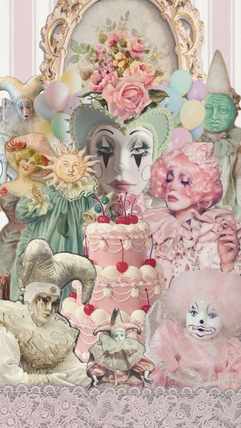 #rococo #pierrot #pastel #jester #clowns #coquette #cute Pastel Jester, Clown Photos, Circus Fashion, Pierrot Clown, Court Jester, Pretty Halloween Costumes, Clown Costume, Wallpapers Vintage, Its My Birthday