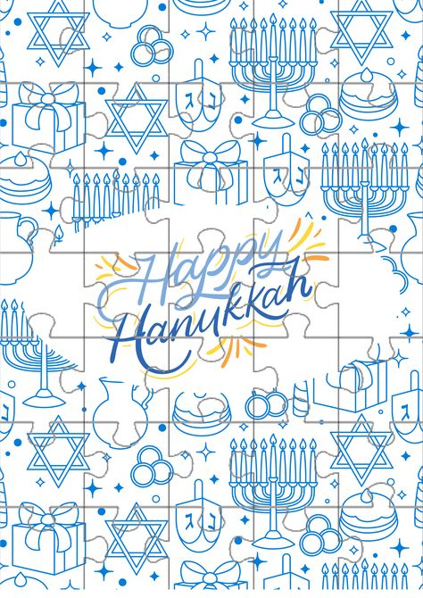 Happy Hanukkah to you and yours! Here is a simple family activity that you can enjoy during the holidays. This free printable Hanukkah puzzle is easy yet fun for kids Hanukkah Printables, Hanukkah Activites, Fun Activity For Kids, Puzzle For Kids, Easter Activities For Kids, Paper Works, Holiday Crafts For Kids, Plain Paper, Toilet Paper Roll Crafts