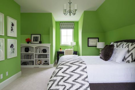 Bedroom Paint Colors Sherwin Williams, Green Bedroom Paint, Lime Green Bedrooms, Lime Green Walls, Green Wall Color, Green Painted Walls, Green Bedroom Decor, Next Bedroom, Green Bedroom