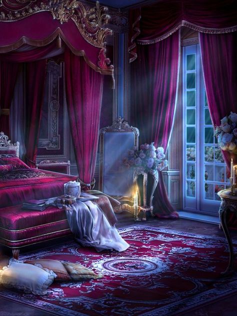 Gothic Decor Bedroom, Royal Room, Royal Bedroom, Castle Rooms, Castle Bedroom, Luxury Mansions Interior, Gothic Bedroom, Fantasy Bedroom, Princess Bedroom