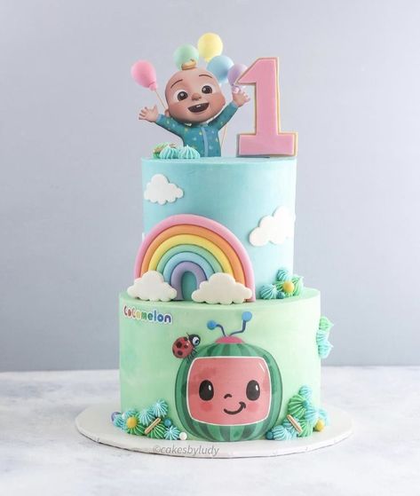 Cocolemon Birthday Cake, Coco Melon 1st Birthday Cake, First Birthday Cake Cocomelon, Coco Melon Nails, Coco Melon Birthday Cakes, Cocomelon Pastel Cake, Coconelon Boy Cake, Coco Melon Cake Ideas 1st Birthday, Cocomelon Cake 1st Birthday