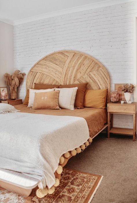 Dream Rooms, Rattan Bedhead, Palm Cove, Casa Vintage, Redecorate Bedroom, Room Inspiration Bedroom, Room Ideas Bedroom, Mediterranean Style, Bedroom Inspo