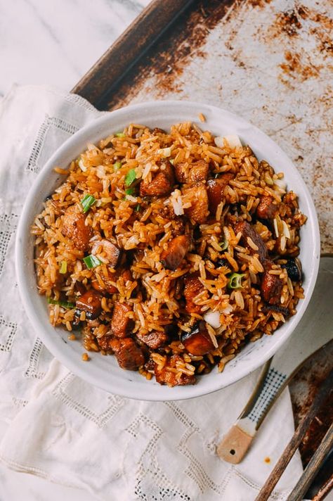 Easy Pork Belly & Mushroom Rice Bowl Mushroom Rice Bowl, Easy Pork Belly, Steak Dinner Sides, Pork Mushroom, Rice Fried, Woks Of Life, The Woks Of Life, Chinese Vegetables, Braised Pork Belly