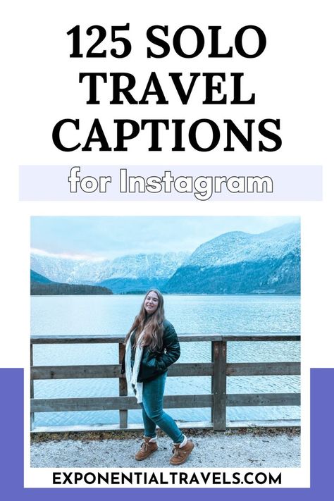 Pinterest image saying "125 Solo Travel Captions For Instagram" Trip Instagram Captions, Solo Travel Captions, Travel Captions For Instagram, Adventure Captions, Best Solo Travel, Solo Travel Quotes, Travel Captions, Solo Travel Tips, Solo Trip